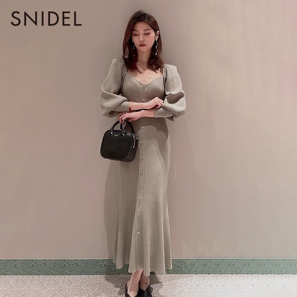 Snidel Women's SusTaina Button Front Knit Dress - Picture 3 of 9